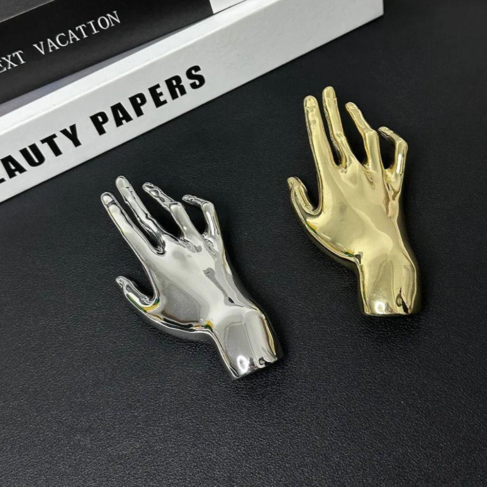 Large Smooth Palm Brooch Golden Suit Pins Creative Metal Brooch Men