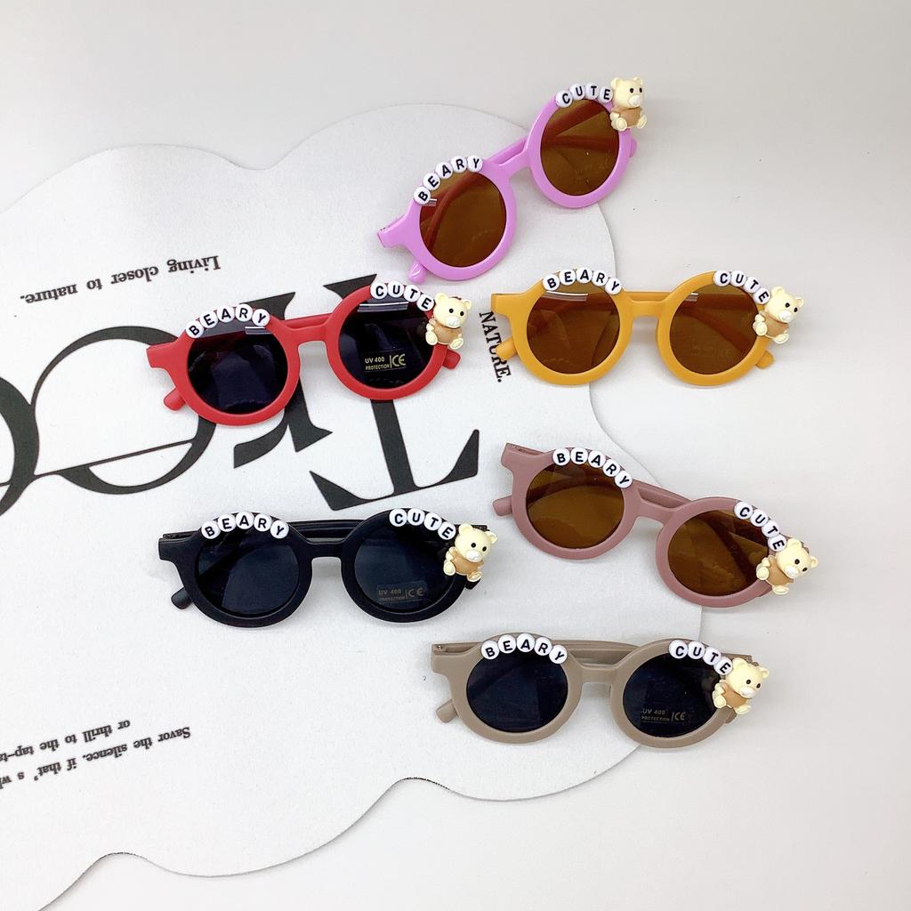 Vintage Children'S Sunglasses Cute Baby Bear Sunglasses Fashion Cartoon Uv-Proof Boys And Girls Glasses
