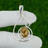 Natural Picture Jasper Gemstone Pendant Yellow 925 Sterling Silver Jewelry