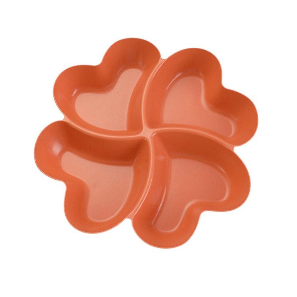 Wheat Straw Appetizer Serving Platter Unbreakable 4-Compartment Food Storage Tray Four Leaf Clover Shape Snacks Serving Dish