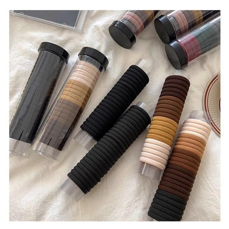 Canned Girls Tie-up Hair Head Rope High Elastic Durable Hair Rope Black Hair Ring Leather Cover Rubber Band New