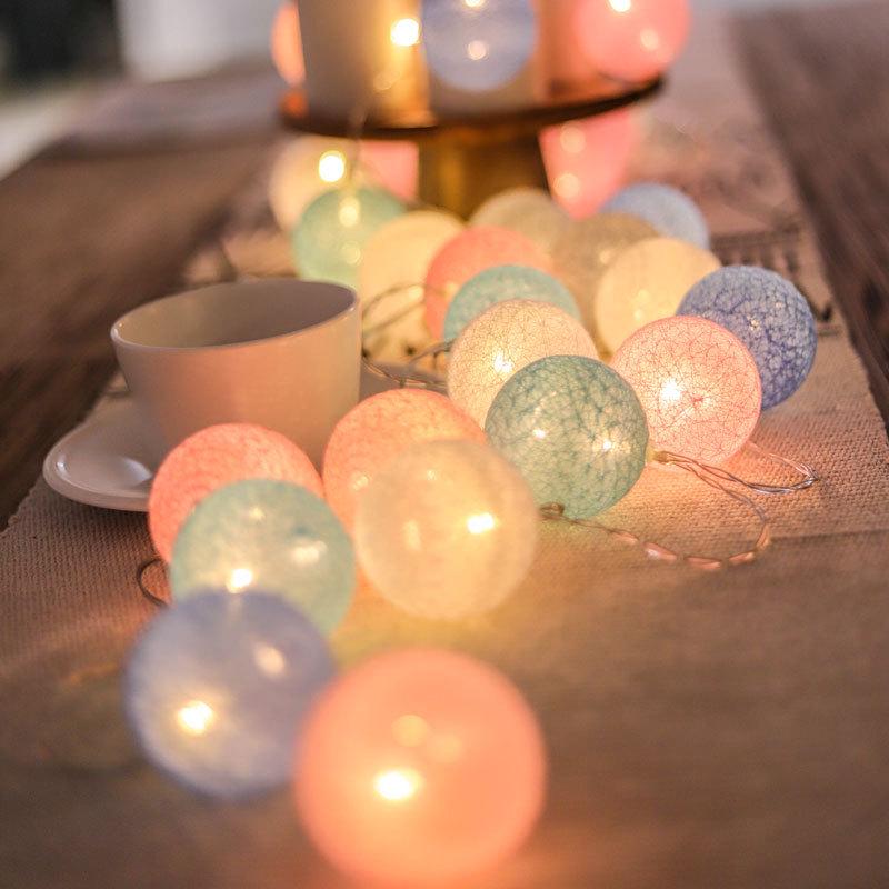 LED Cotton Ball Fairy Lights - Christmas & Bedroom Decor