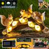 Garden Statue Squirrel Statue, Resin Garden Sculpture, with 5 Super Cute Calla Lily Lamps, Outdoor Solar Statue Animal Art