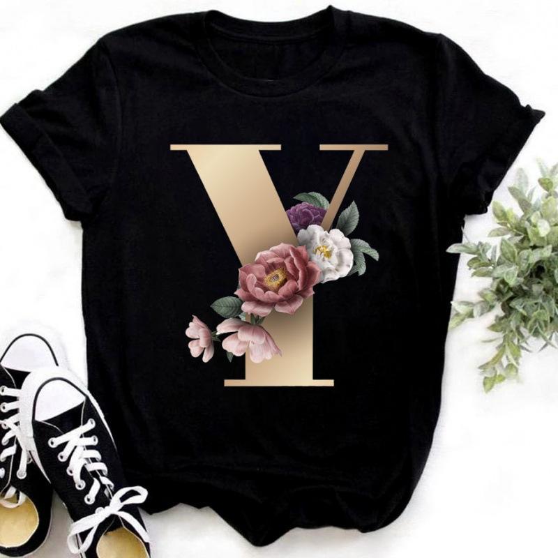 Summer Women's Fashionable Simple Floral Letter Printed Pure Cotton Short Sleeved Women's T-Shirts Women’s