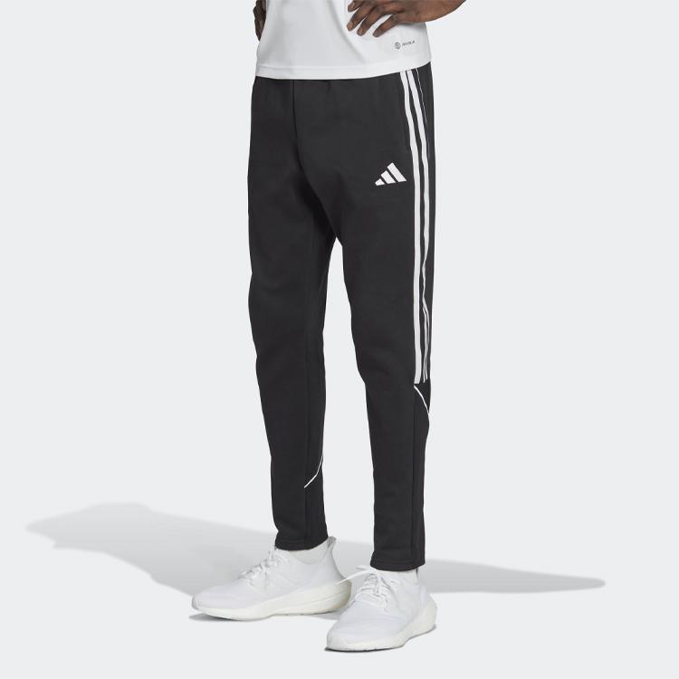 Adidas Solid Logo Print Long Sport Pants Men Bottoms Black HS3611