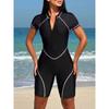 2025 Slim Rush Guard Surfing Swimsuit Women One Piece With Zipper Black Swimwear Female Bathers Bathing Swimming Swim Suit