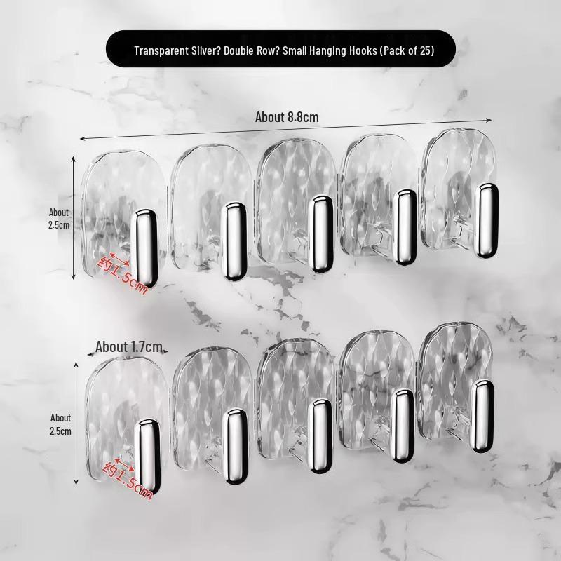 Seamless No-Drill Wall-Mounted Mini Hooks for Bathroom, Mirror, Cabinet Doors, and Jewelry Storage