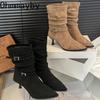 Autumn Fashion Pointed Toe Women Ankle Boots Street Style High Heels Party Stripper Female Short Booties
