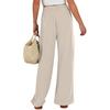 Women Pants Elastic Waist Casual Loose Fit Trousers with Pockets Solid Color Wide Leg Long Pants Work Leisure Wear