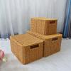 Large Capacity Rattan Storage Box Rectangular Weave Container Woven Storage Basket Household