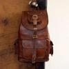 Real Goat Leather Large Men's Vintage Backpack Travel Rucksack Laptop Casual Bag