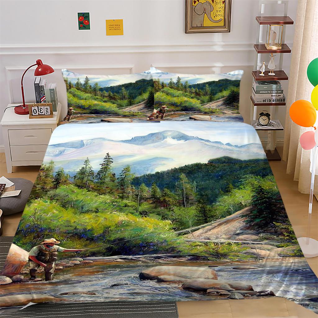 Duvet Cover Set Quilt Cover Set Courtyard Giant Trees Bedroom Decor Bedding Suit