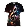 Music Note Graphics T Shirt Fashion Casual Short Sleeve O Neck 3D Printed Summer T-shirt Street Hip Hop Oversized Mens Clothing