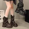Fashion Winter Platform Thick Heel Women Short Boots Fashion Belt Buckle Shoes Street Style Banquet Motorcycle Botas Mujer