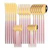 30pcs Gold Dinnerware Set Stainless Steel Cutlery Set Steak Knife Fork Coffee Spoon Flatware Cake Fork Teaspoon Silverware Western Kitchen Tableware