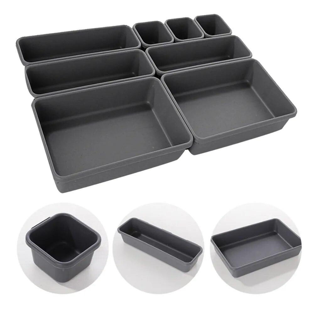 8Pcs/set Adjustable Drawer Organizer Box Trays Makeup Cosmetics Sundries Divider Holder Kitchen Bathroom Closet Jewelry Box