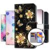 For Moto G10 G20 G30 G13 G23 G52 G14 G54 G64 G84 Huawei P30 P40 Lite OPPO Cute PU Leather Card Holder Flip Wallet Beauty Flowers Kickstand Phone Case