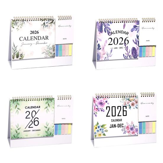2026 Desk Calendar Small Standing Flip Desktop Calendar Jan. 2026 - Dec. 2026 12 Months Calender with Sticky Note And Memo Pages for Home School