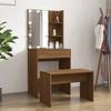 VidaXL Vanity Set with LED Cosmetic Table Makeup Vanity Table Jewelry Table Bedroom Brown Oak 3114138