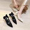 Lady Shoes Design Sense Niche Temperament Single Shoes Pointed Breathable Lace Mesh Sandals High Heels