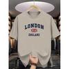 Men's Summer 100 Cotton Fashionable Casual Loose Plus Size London England Printed Sports Round Neck Short Sleeved T-shirt Top