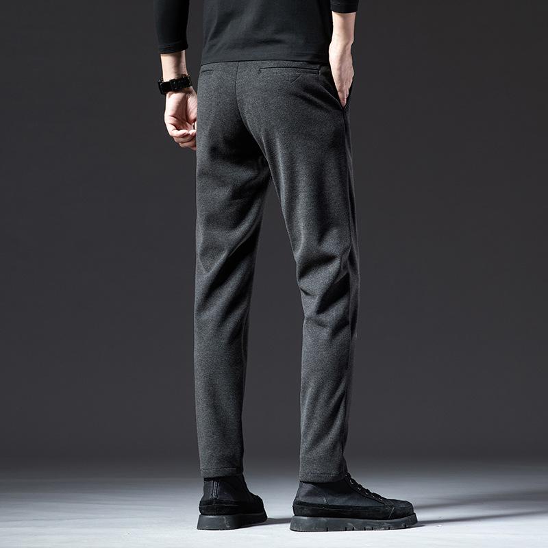 Men's Velvet Winter Pants: High-Grade Woolen, Elastic, Thick, Warm Casual Wear for Dad