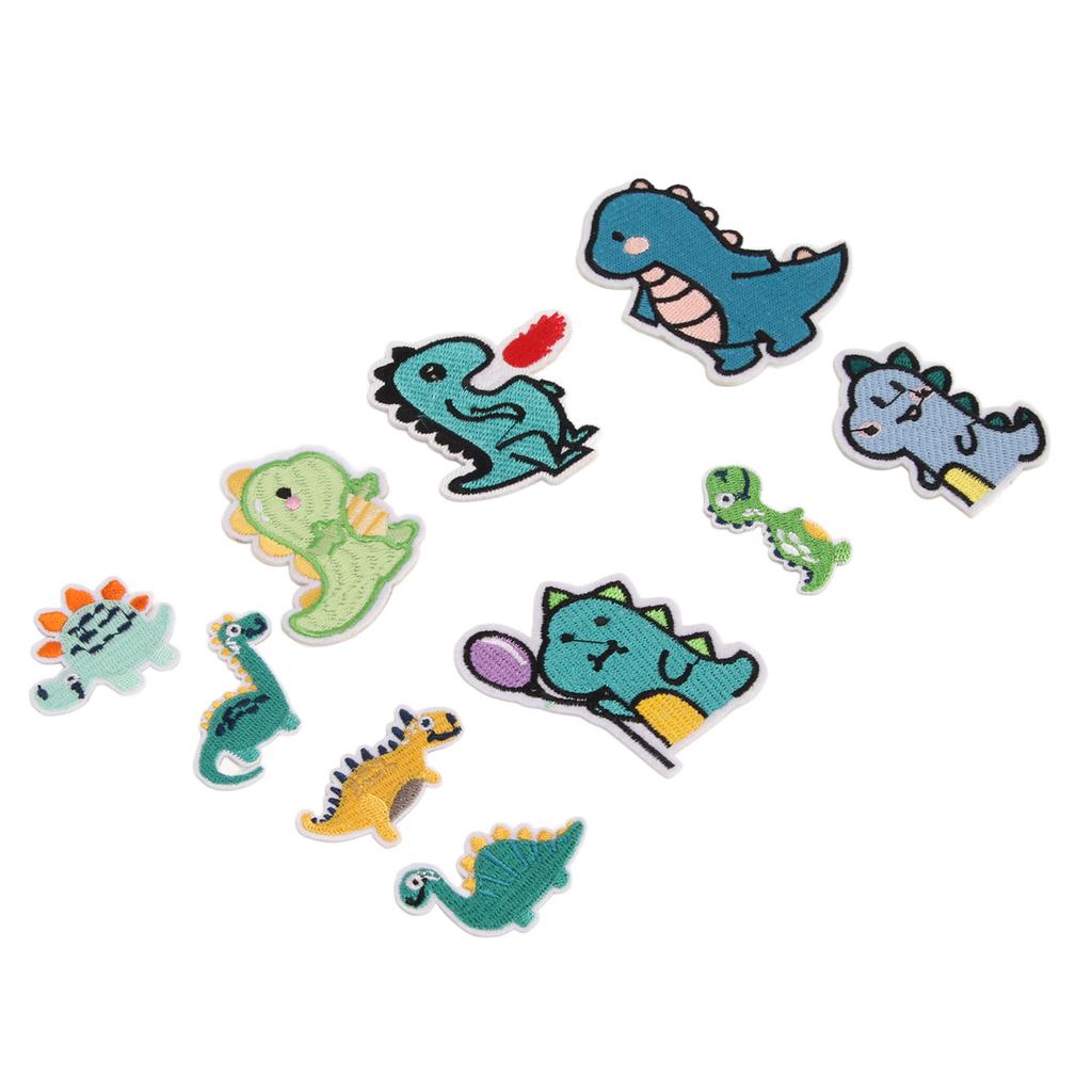 10Pcs Sew On Patches Dinosaur Shape Cute DIY Easy To Use Embroidery Applique for Clothes