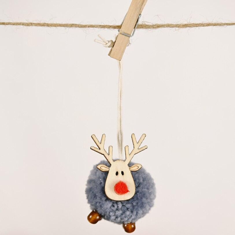 Cute Felt Wooden Elk Xmas Tree Decorations Hanging Pendant Deer Craft Ornament Christmas Decor for Home New Year 2021 Kids Gift