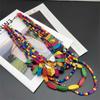Colorfull Beach Pastoral Style Multi-Layer Ethnic Style Long Necklace Retro Wood Geometry