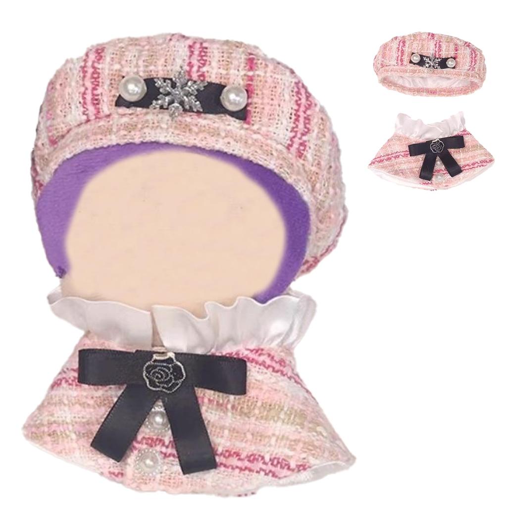 Tweed Beret Cape for 15cm Dolls Pink and Shawl Set Check & - Poncho, Hat, Cape, - [Used]