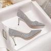 Bling High Heels Wedding Pumps Luxury Designer Elegant Party Ladies Shoes 2025 High Quality Dress Banquet Sequins Pumps