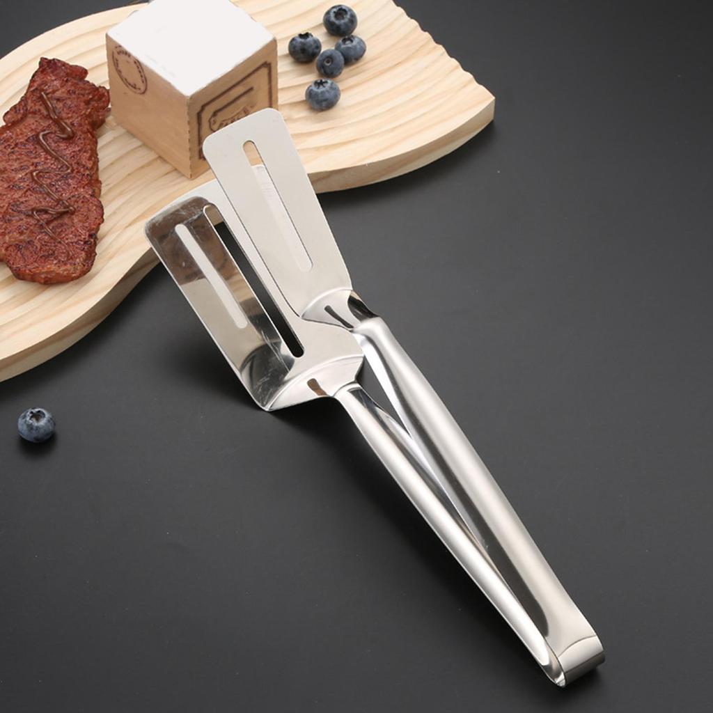 Зажим для гриля Зажимы для стейка из нержавеющей стали Кухонная лопатка-перевертыш для барбекю Щипцы Зажим для бургеров BBQ Пиццы Пирогов Кухонные щипцы