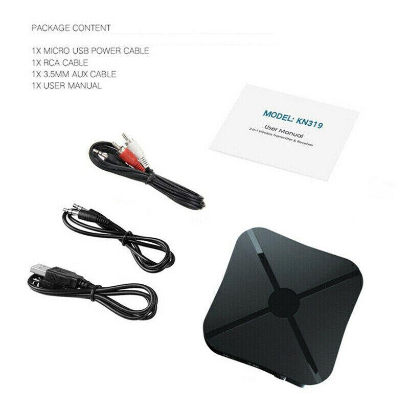 Bluetooth 4.2 Wireless Audio Aux Transmitter & Receiver 2 IN 1 Adapter 3.5mm
