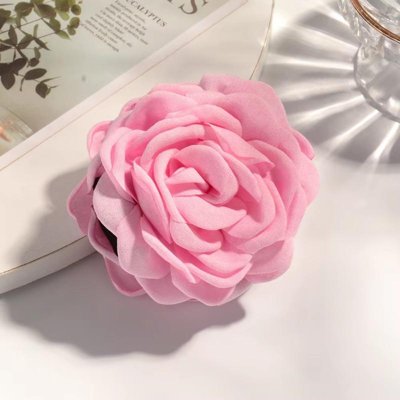 16 Colors Sweat Medium Size Cotton Fabric Rose Flower Hair Claw Clips for Women Korean Ctach Shark Clamp Hair Accessories