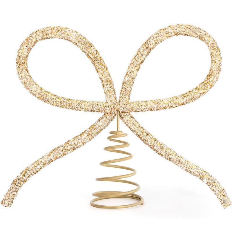 Christmas Tree Topper Bow, Christmas Decor Christmas Topper Xmas Tree Bow Ornaments for Xmas Tree Decoration Holiday Home Party Supplies