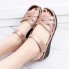 Women's Summer New Soft Sole Non Slip Comfortable Casual Shoes with Sloping Heel and Thick Sole Velcro Breathable Sandals