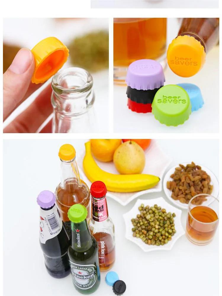 6Pcs Reusable Silica Gel Bottle Cap Sealed Beer Cap Vinegar Soy Sauce Bottle Soda Cola Cap Wine Protective Stopper