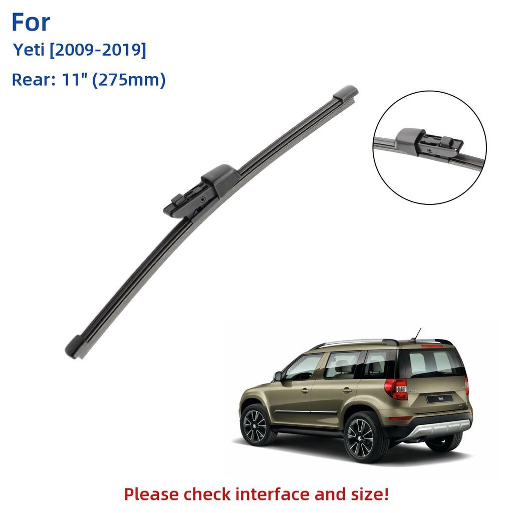 3PCS For SKODA Yeti 2009-2019 24" 19" 11" Front Rear Wiper Blades Windshield Windscreen Window Cutter Accessories 2013 2014 2015 2016 2017 2018 2019