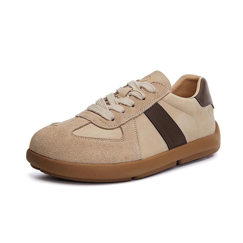 Leather German Training Shoes Women's 2025 Spring New Retro Flat Casual Shoes Fashion Versatile White Shoes Lace-up Women's Shoes