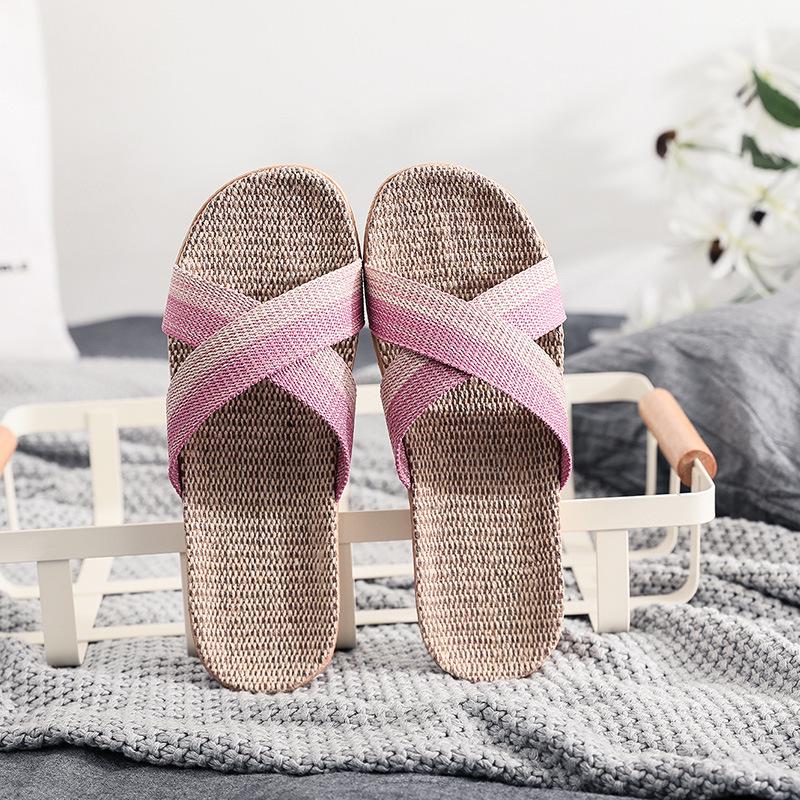 Summer Indoor Non-Slip Linen Slippers: Soft, Silent Sandals for Men and Women