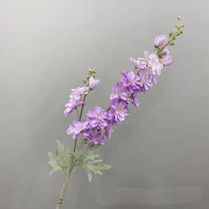 Artificial New Flowers Delphinium Flower Branch Fake Leaf Wedding Decoration Outdoor DIY For Home Decorative Vase Accessories