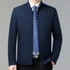 Spring and Autumn Stand Collar Jacket Men's Mulberry Silk Thin Top Middle-aged Dad Clothes Civil Servants and Leading Cadres Jackets