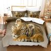 3D Fierce Beast Bedding Set Tiger Print Duvet Cover Pillowcase 2/3 Pieces AU180 * 210 Full Size Soft Zippered Home Textile
