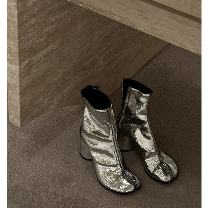 Дизайнерские ботильоны Tabi с раздельным носком от люксового бренда, женские ботильоны из натуральной кожи на массивном высоком каблуке, короткие ботинки, обувь весна-осень 2025