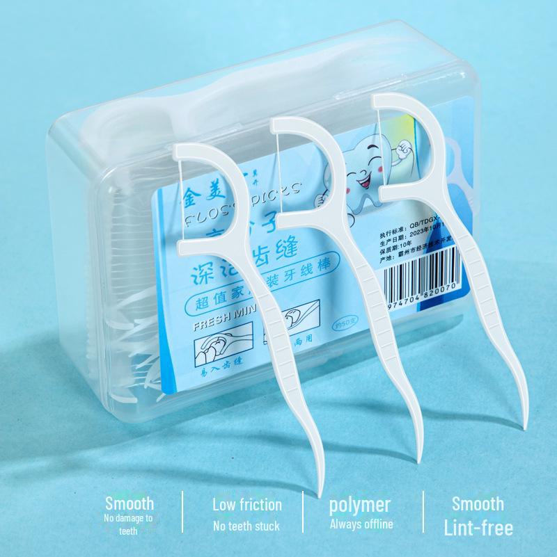 Portable Dental Floss Sticks - 50 Pack | Individually Wrapped for Easy Oral Cleaning