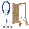 Interactive Cat Toy Rechargeable Hanging Automatic Kitten Toys with 2 Plush Mouses Indoor Feather Teaser Self Play String Toys