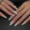 European & American Valentine's Almond Shape False Nails - Bow Design