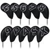 Golf Iron Cover Magnet Wedge Cover Club Head Cover Set of 10 Pieces Black Synthetic Leather White Numbers (4-9,P,A,S,X) Double-sided