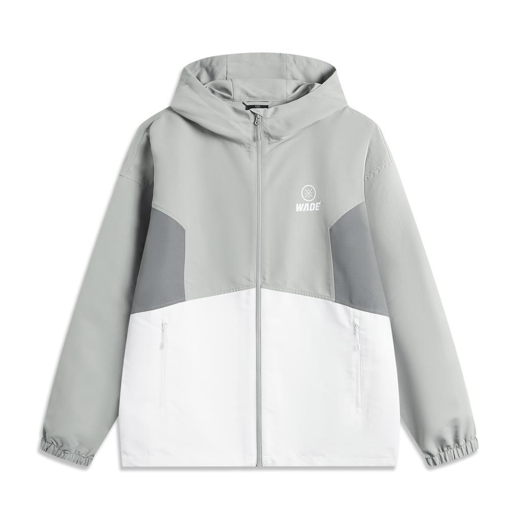 Li Ning Wade Series Comfortable Casual Simple Loose Hooded Shoulder Fashion Breathable Windbreaker Men Outerwear Gray AFDU977-2