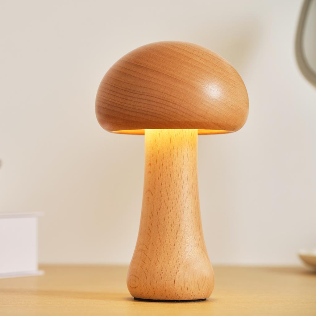 Mushroom Table Lamp LED Creative Wood Desk Lamp Bedroom Bedside Night Lights Home Decor Lamp Unique House Warm Gift Dropshipping